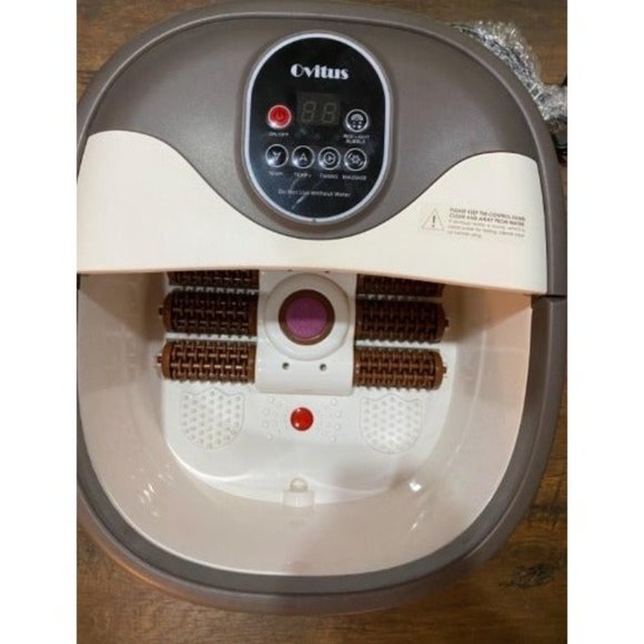 Foot Spa Bath Massager w/ Heat Bubble Jets and 6 Electric Long Massage Roller